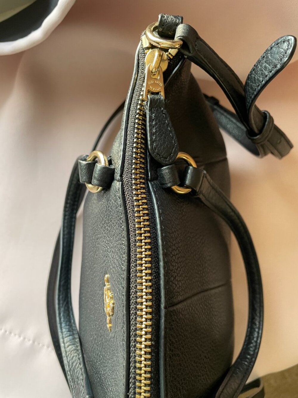 Coach - Small Kelsey Satchel in Black Pebble Leather Handbag - Picture 6 of 12
